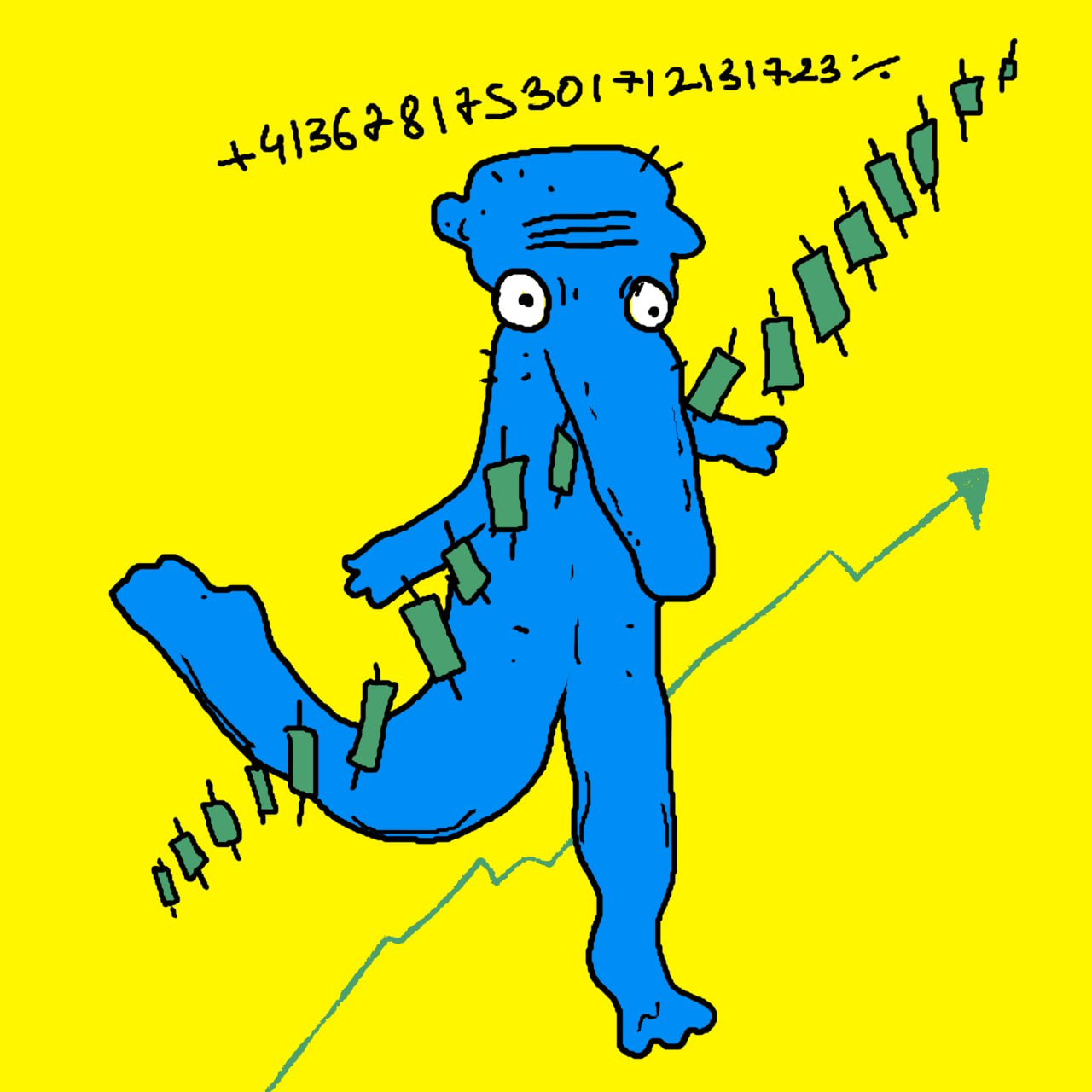 Blue goblin running through candles